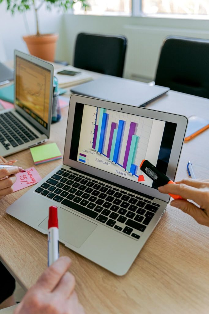 Bar chart on laptop